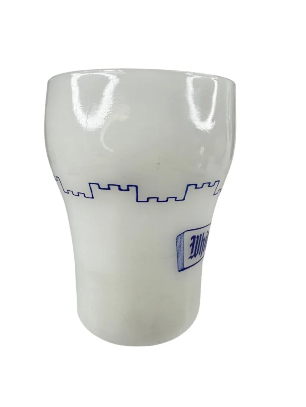 2 Fire-King Anchor Hocking White Castle Milk Glass Coffee Mug Blue Graphics Vtg - Picture 9 of 12